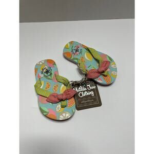 NEW Matilda Jane Flip Flops Girls Size 6 Fruit Floral Bows Pink